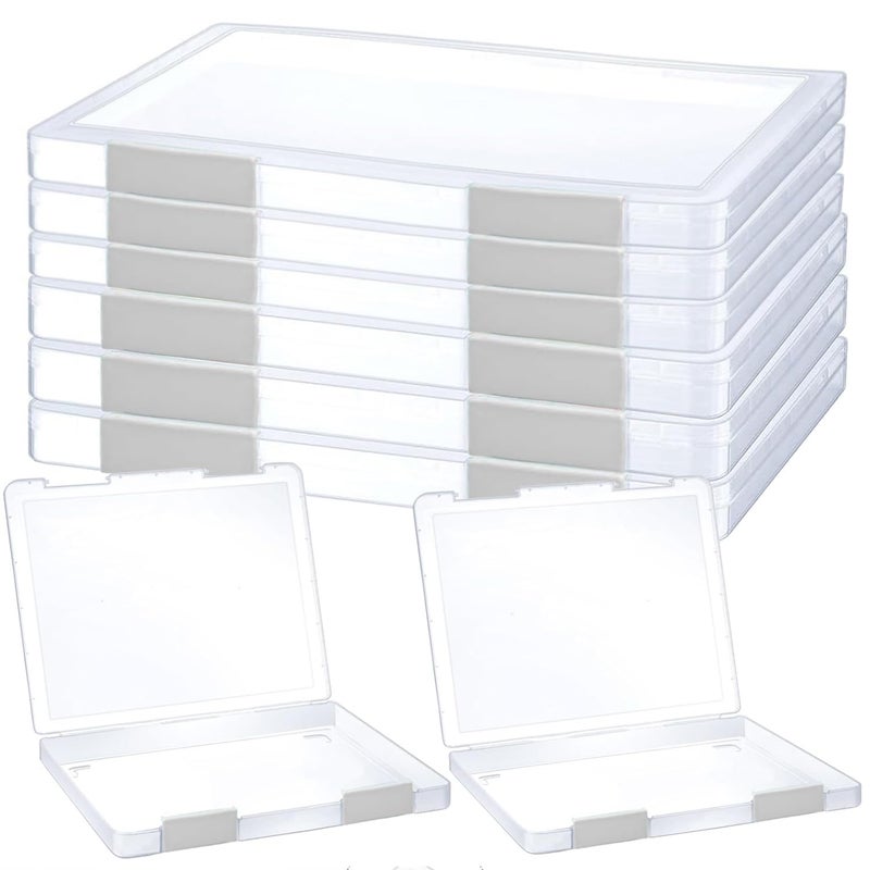 LonlyEagle 6 Pcs Clear A4 File Portable Project Case, Plastic Storage Box for 8.5" x 11" Letter Paper, Scrapbook Paper Storage Boxes Documents Magazines Holder - Image 1