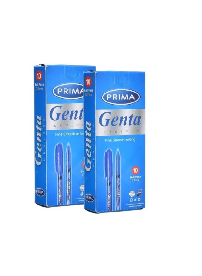 بريما قلم حبر جاف بريما جينتا، كتابة سلسة ودقيقة، حبر سائل 0.7 مم، عبوة من 10 أقلام - أزرق (عبوتان). - Image 1