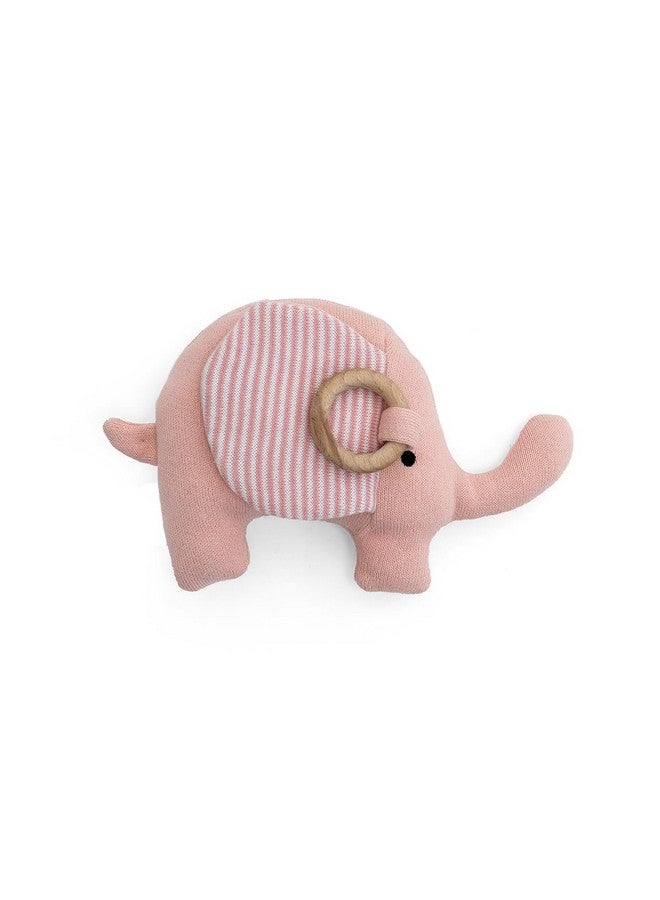 Pluchi Crackle Elephant- Cotton Knitted Stuffed Soft Toy (Baby Pink & Natural) - Image 1