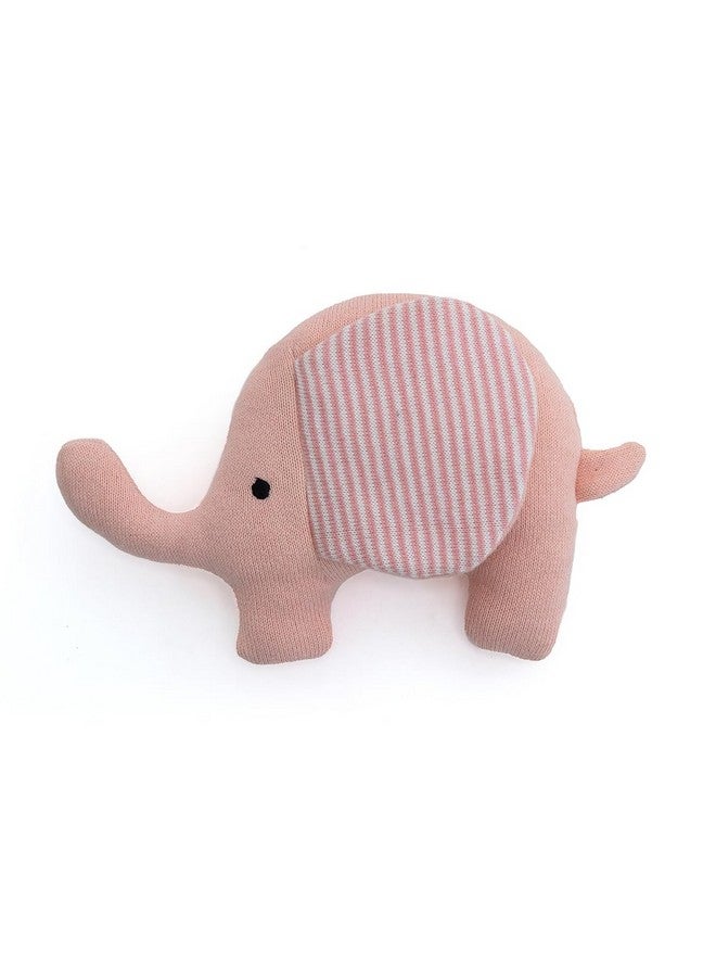 Pluchi Crackle Elephant- Cotton Knitted Stuffed Soft Toy (Baby Pink & Natural) - Image 3