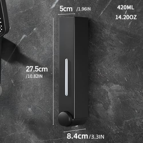Carnival ABS Wall Mounted Liquid Black Soap Dispenser 420ml | Liquid,Lotion,Hand Wash,Shampoo,Soap Dispenser for Bathroom,Kitchen and Washbasin - Image 2