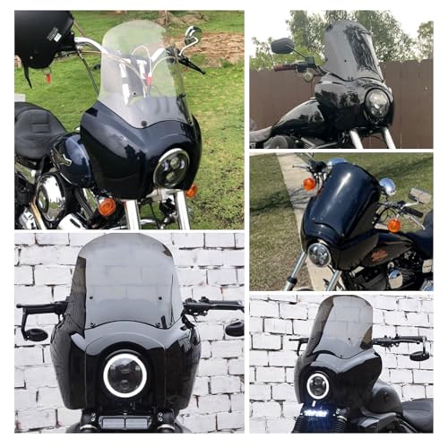 FATECIM Headlight Fairing with 15'' Smoke Windshield Windscreen for Harley Dyna T-Sport FXDXT FXD FXDC FXDB FXDL FXDLS - Image 3