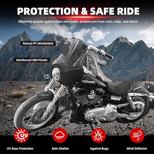 FATECIM Headlight Fairing with 15'' Smoke Windshield Windscreen for Harley Dyna T-Sport FXDXT FXD FXDC FXDB FXDL FXDLS - Image 2