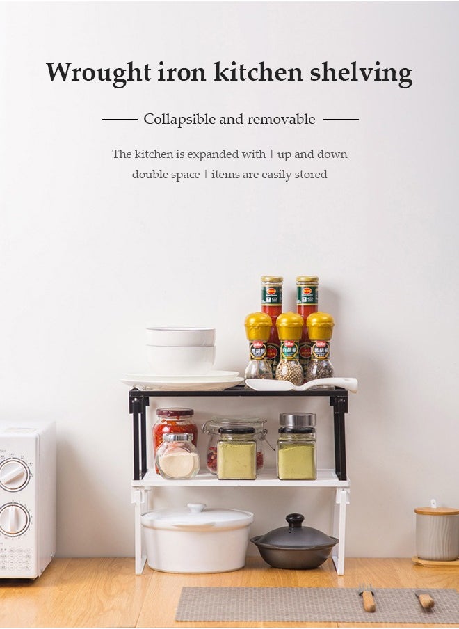 DUNISO Kitchen storage rack, stackable iron seasoning rack, foldable countertop storage rack, multifunctional bathroom storage rack, suitable for storing jars and spice seasoning jars,black  - Image 2