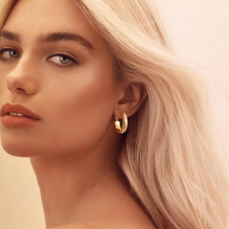 Gacimy 14K Gold Plated Hoop Earrings for Women 14k Real Gold Plated, 5mm Thick Small Hoops Earrings for Women 20mm - Image 5