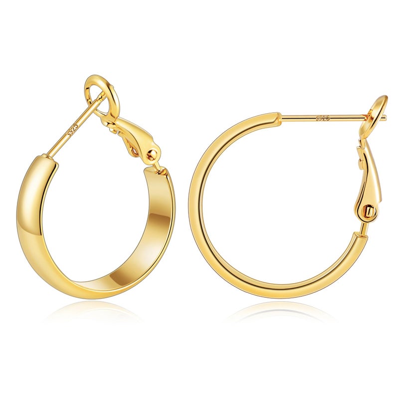 Gacimy 14K Gold Plated Hoop Earrings for Women 14k Real Gold Plated, 5mm Thick Small Hoops Earrings for Women 20mm - Image 1