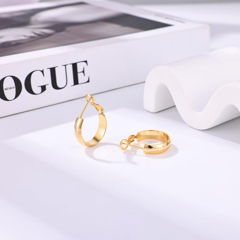 Gacimy 14K Gold Plated Hoop Earrings for Women 14k Real Gold Plated, 5mm Thick Small Hoops Earrings for Women 20mm - Image 4