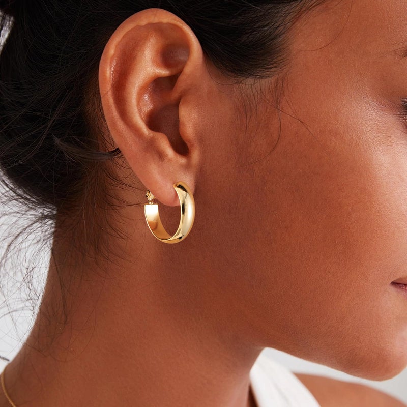 Gacimy 14K Gold Plated Hoop Earrings for Women 14k Real Gold Plated, 5mm Thick Small Hoops Earrings for Women 20mm - Image 3