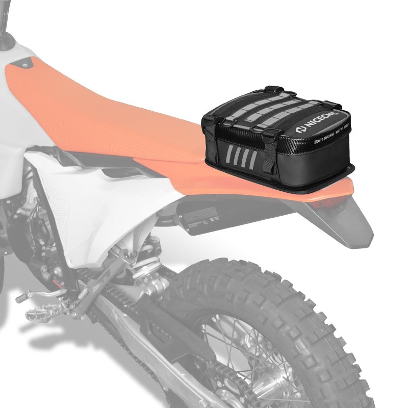 NICECNC Universal Dirt Bike Rear Fender Bag - Waterproof Motocross Tool Storage Organizer with Reflective Strip for Off-Road Adventure & Enduro Riding (Silver) - Image 2