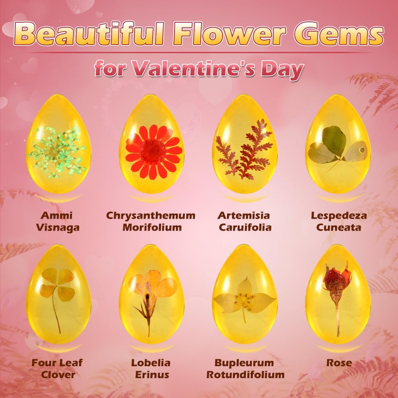 Woumserta WOUMSERTERA FLOWER AMBER DIG KIT - 8 عينات زهور مجموعة الحفر لعبة زهرة للأطفال فتيات النباتات هدية حفر ألعاب نبات الزهور للفتيات 6 وما فوق عيد ميلاد عيد الحب عيد الحب - Image 2