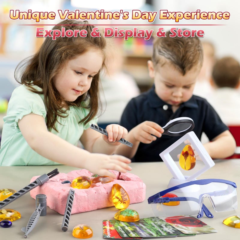 Woumserta WOUMSERTERA FLOWER AMBER DIG KIT - 8 عينات زهور مجموعة الحفر لعبة زهرة للأطفال فتيات النباتات هدية حفر ألعاب نبات الزهور للفتيات 6 وما فوق عيد ميلاد عيد الحب عيد الحب - Image 3