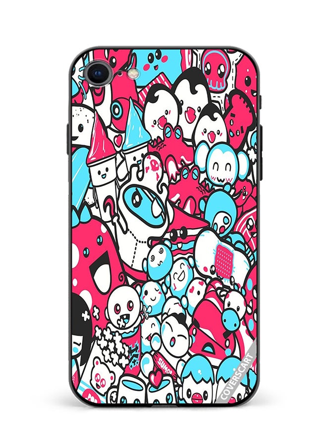 Protective Case Cover For Apple iPhone SE 2022 Cute Doodle Design Multicolour