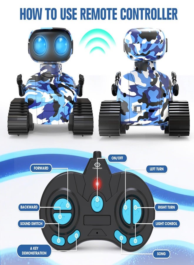 FunMission Robot Toys for Kids Boys Girls Emo Robots Remote Control Smart Robot with Auto-Demonstration LED Eyes Flexible Head & Arms for 3+ Years Old Kids - Image 3