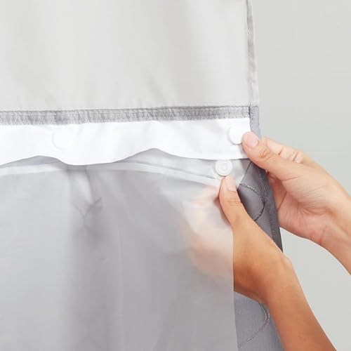 Hookless It’s A Snap! Plastic PEVA Antimicrobial Snap-in Replacement Shower Curtain Liner Curtain with Sheer Window, 70" x 54", Water-Repellent, Easy Install, Frost - Image 1