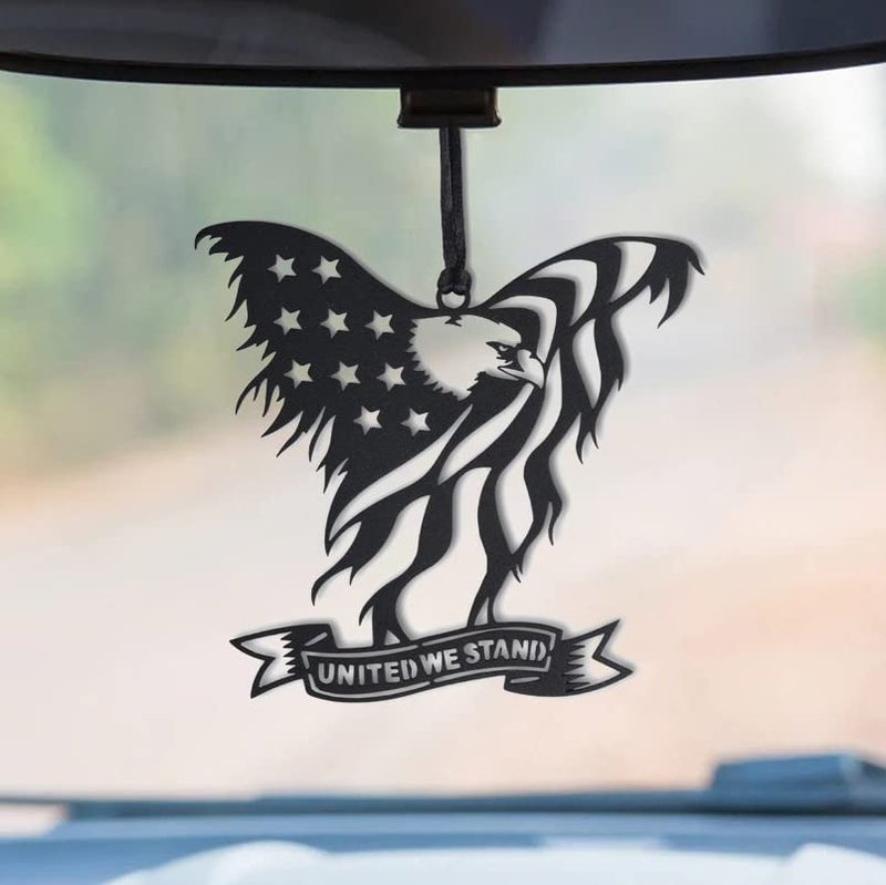 Monssa Monssa Rear View Mirror Accessories – Car Mirror Hanging Accessories- American Eagle Ornament Charms - Swinging Ornaments Cars Accessory for Men and Women Hanger - Black (American Eagle)  - Image 1