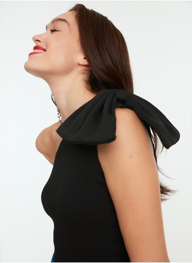 Black Knitwear Blouse TPRSS22BZ0166