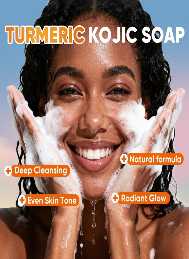 OAKDOLCHE 3 Pack Turmeric Kojic Acid Soap Bars - Infused with Retinol, Hydrolyzed Collagen, Vitamin E & Shea Butter, Gentle Care for Face, Body & Underarms, SLS Free, Suitable for Oily & Dry Skin,60g - Image 2