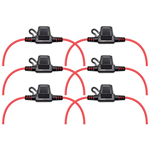 VANTRONIK Waterproof MINI Inline Fuse Holder with 16 Gauge AWG Wire 12 Inches Long Fit for ATM Blade Small Fuse in Vehicle Automotive Car Boat Tractor 6 Pack - Image 1