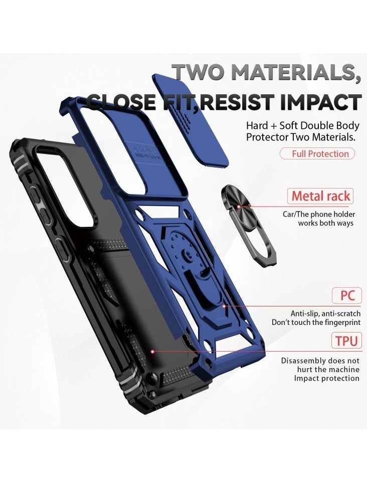 erorex - Case For Samsung Galaxy S23+ 5G Sliding Camshield Holder Phone Case Blue - Image 1