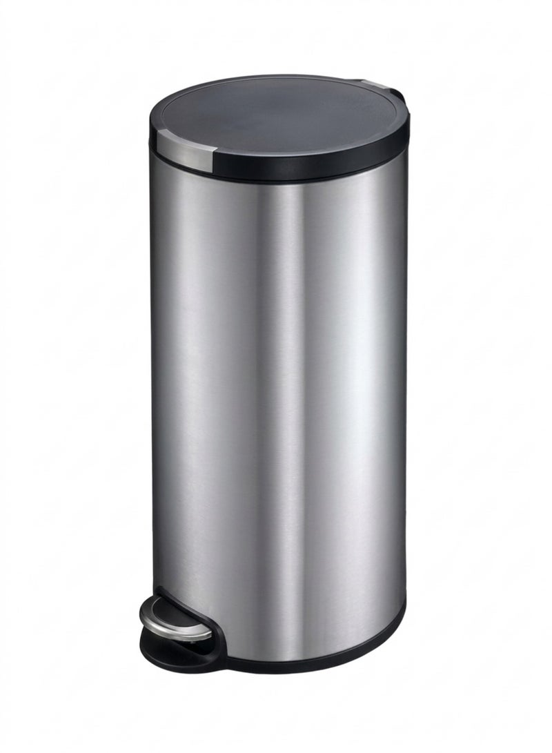 EKO Artistic 30L Stainless Steel Round Step Bin With Soft Close Lid & Fingerprint-Resistant Finish - Image 1