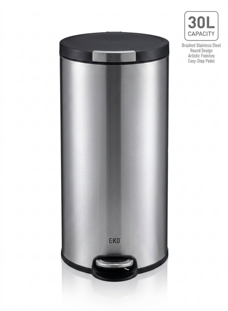EKO Artistic 30L Stainless Steel Round Step Bin With Soft Close Lid & Fingerprint-Resistant Finish - Image 5