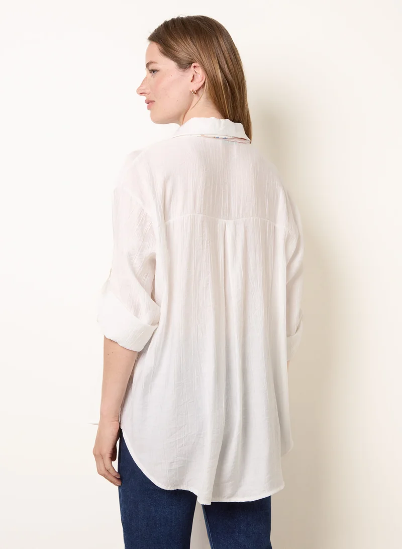 بلو فانيلا Scarf Viscose Crinkle Shirt