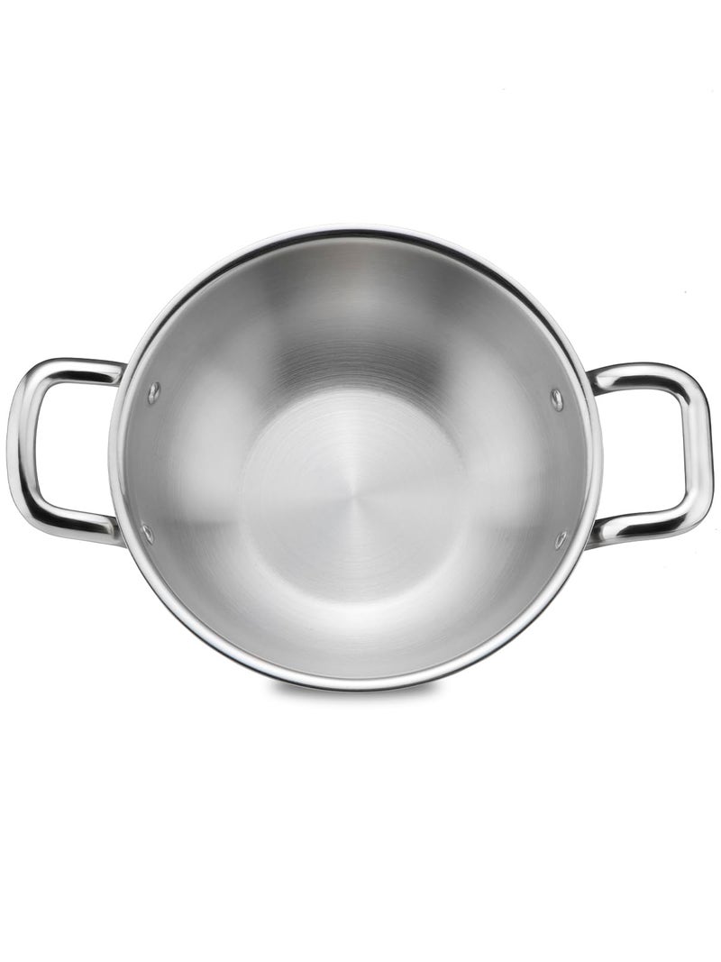 Home Pro HOME-PRO Triply Stainless Steel Kadhai 24cm Diameter with lid 2.6L Capacity (Triply, Induction Bottom) - Image 2