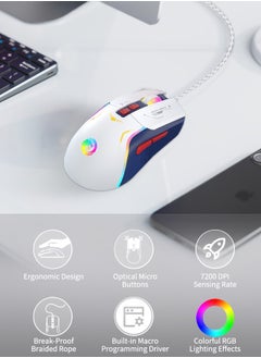 Necomi Wired Gaming Mouse RGB Programmable Gaming Mouse, 7-Button Function Customizable for Desktop, Laptop Computers  - Image 2
