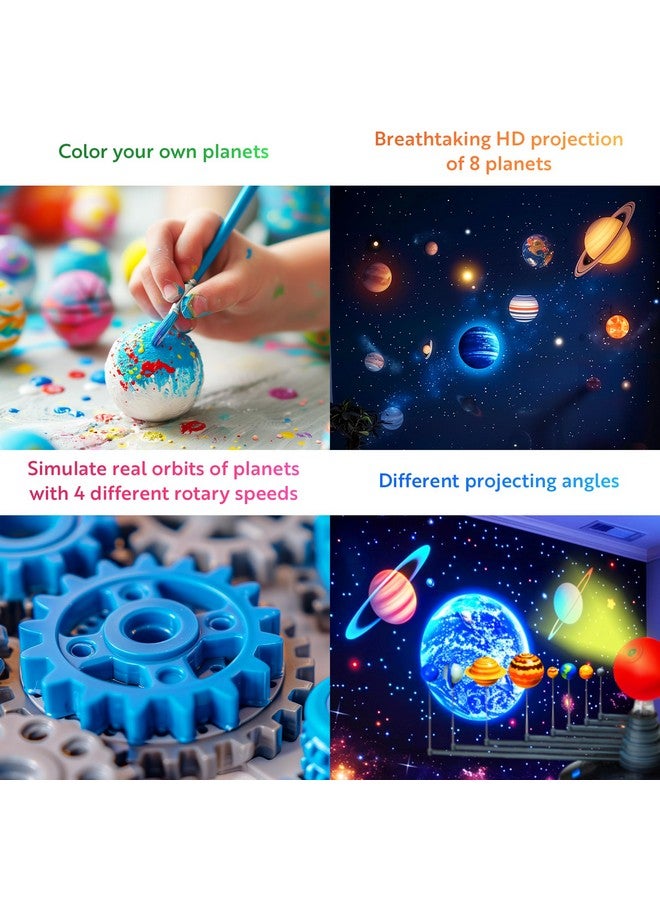 Playz Playz Premium Solar System Model Kit for Kids - 4 Speed Motor, HD Planetarium Projector, 8 Painted Planets & 8 White Foam Balls with Paint and Brush for a Hands-On STEM DIY Project for Space Toys  - Image 3