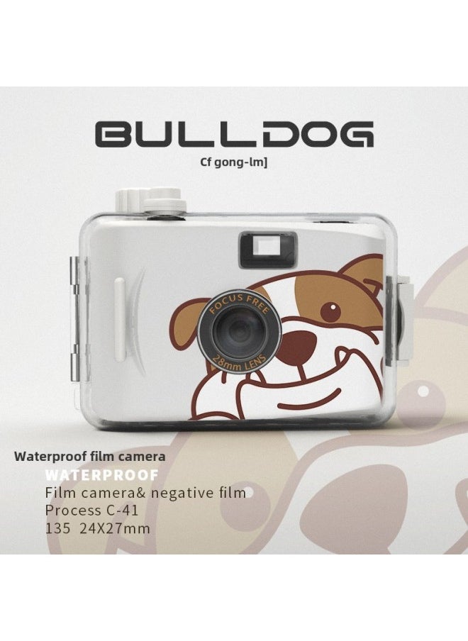Generic Retro Fool Film Camera Non-Pole Film Machine Fool Machine Campus Camera Student Birthday Gift Female-Body Color:Package 1 - Bulldog  - Image 1