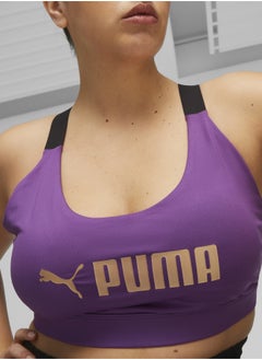 PUMA Fit Mid Impact Womens Purple Training Bra Top  - Image 4