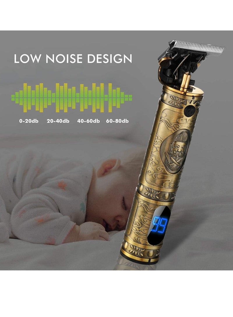 Upgraded Hair Trimmer Beard Clippers for Men Professional USB Electric Hair Clippers Hair Cutting T Blade Gold Trimmers Pro Li Cordless Outliner Zero Gaped Rechargeable Retro Trimmer LED Display - Image 4
