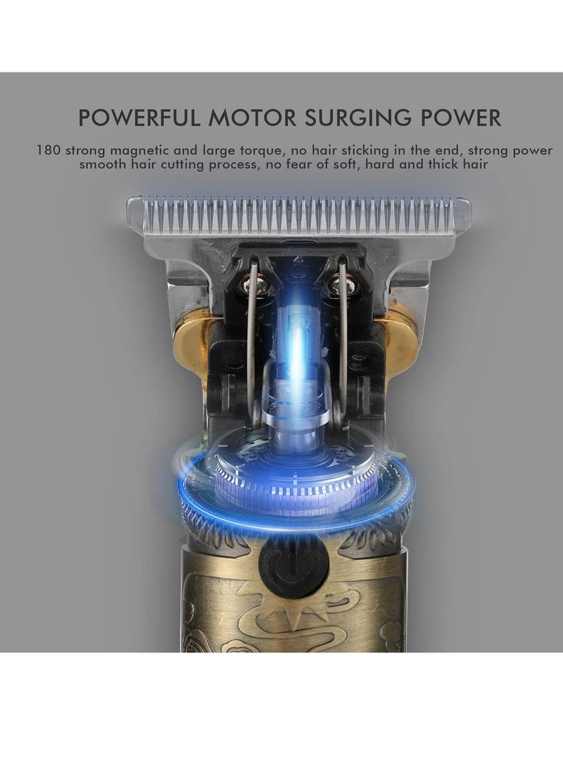 Upgraded Hair Trimmer Beard Clippers for Men Professional USB Electric Hair Clippers Hair Cutting T Blade Gold Trimmers Pro Li Cordless Outliner Zero Gaped Rechargeable Retro Trimmer LED Display - Image 2