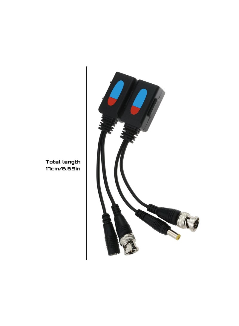 SYOSI 4pcs Passive Video Balun, Rj45 To Bnc Transceiver Transmitter, 1080p-8mp Dc Power Passive Audio Video Balun, Plastic Metal, Supports All Video Devices, Cameras, Monitors, Dvr Cards and Video Recorders - Image 2