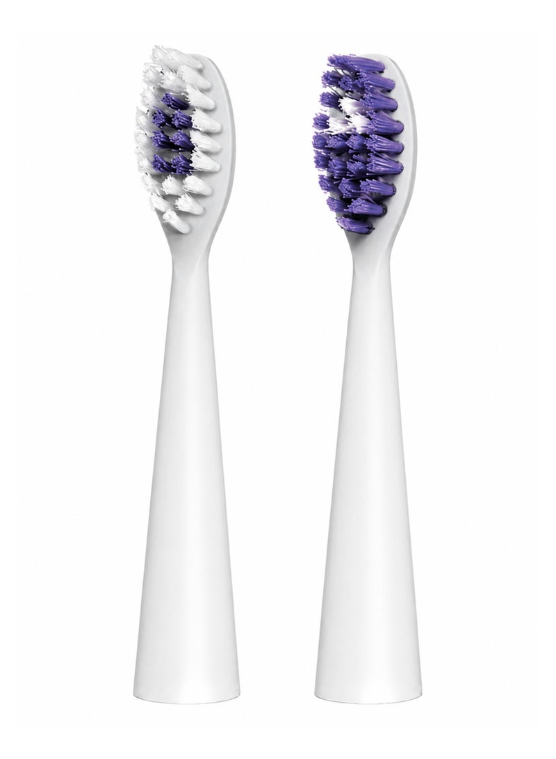 B.Well PRO-850 White Replacement Sonic Toothbrush Heads with Medium DuPont Bristles, 2 Pieces - Image 1