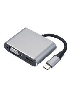 NIBEMINENT 4-In-1 Type-C Multiport Converter Splitter Hub Grey/Black  - Image 1