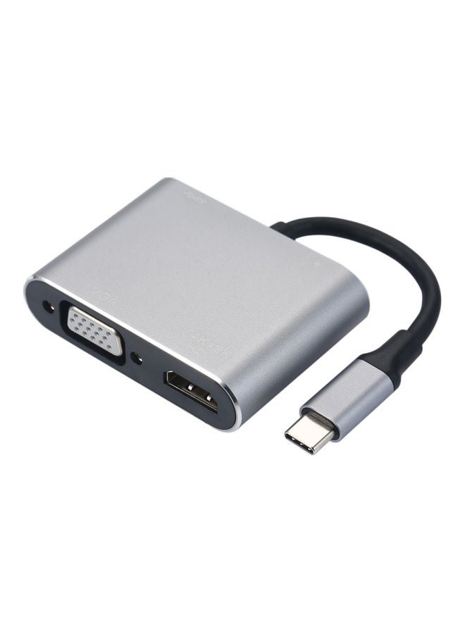 NIBEMINENT 4-In-1 Type-C Multiport Converter Splitter Hub Grey/Black  - Image 1