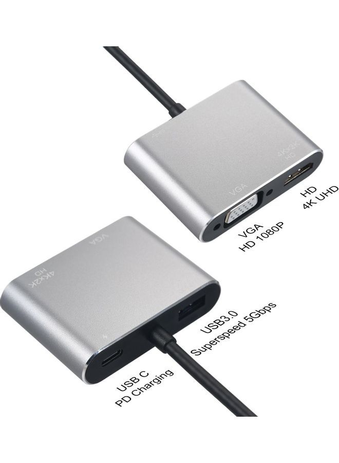 NIBEMINENT 4-In-1 Type-C Multiport Converter Splitter Hub Grey/Black  - Image 5