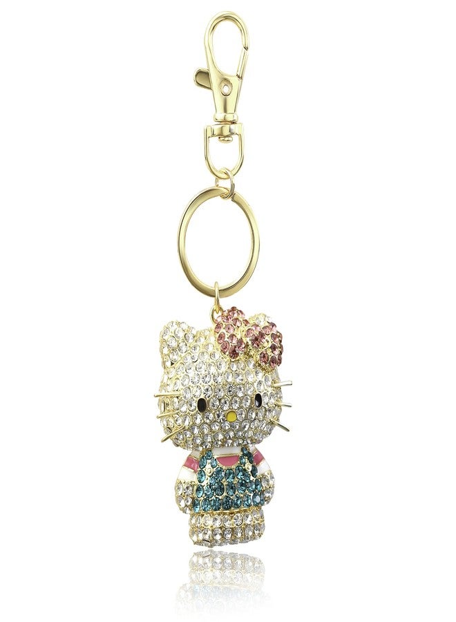 SALLY ROSE Hello Kitty Keychain Official License, Multicolored Pave Crystal Sanrio Keychain with Lobster Clip - Image 1