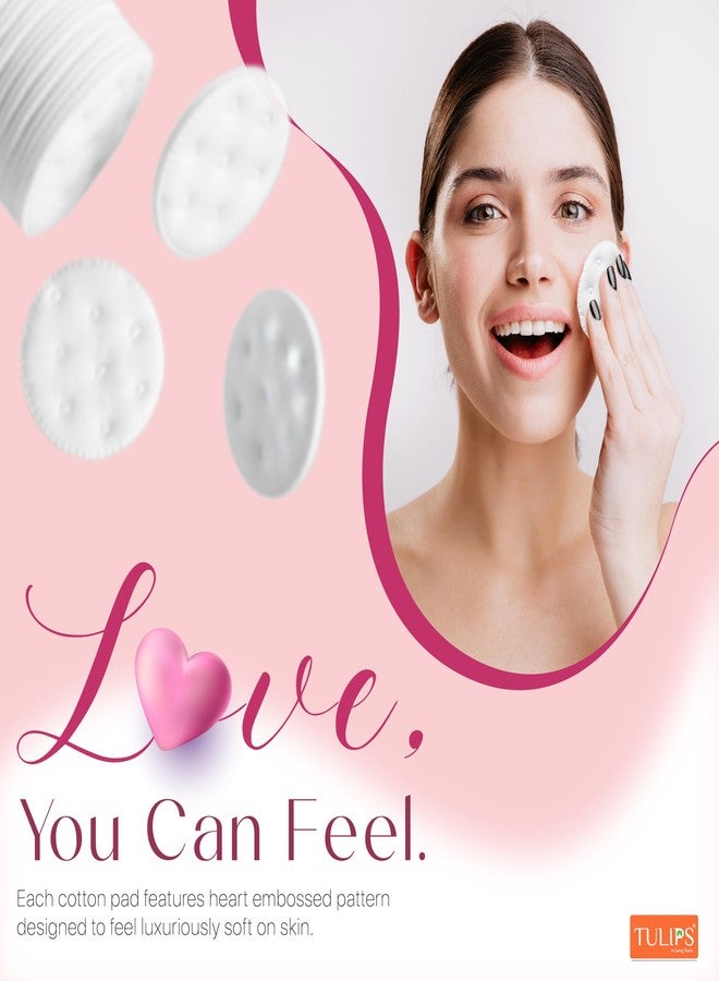 Tulips Round Facial Cotton Pad Heart Embossed I Lint Free I 50 Cotton Pads in a Ziplock Bag (Pack of 6) - Image 5
