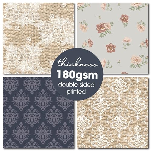 Desecraft Vintage Burlap & Lace 12x12 Scrapbook Paper Double Sided Cardstock 12x12 Paper for Scrapbooking, Card Making, Crafts, DIY Albums & Home Decor - Image 3