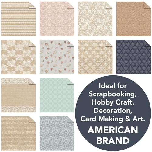 Desecraft Vintage Burlap & Lace 12x12 Scrapbook Paper Double Sided Cardstock 12x12 Paper for Scrapbooking, Card Making, Crafts, DIY Albums & Home Decor - Image 5