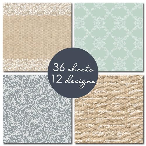 Desecraft Vintage Burlap & Lace 12x12 Scrapbook Paper Double Sided Cardstock 12x12 Paper for Scrapbooking, Card Making, Crafts, DIY Albums & Home Decor - Image 4