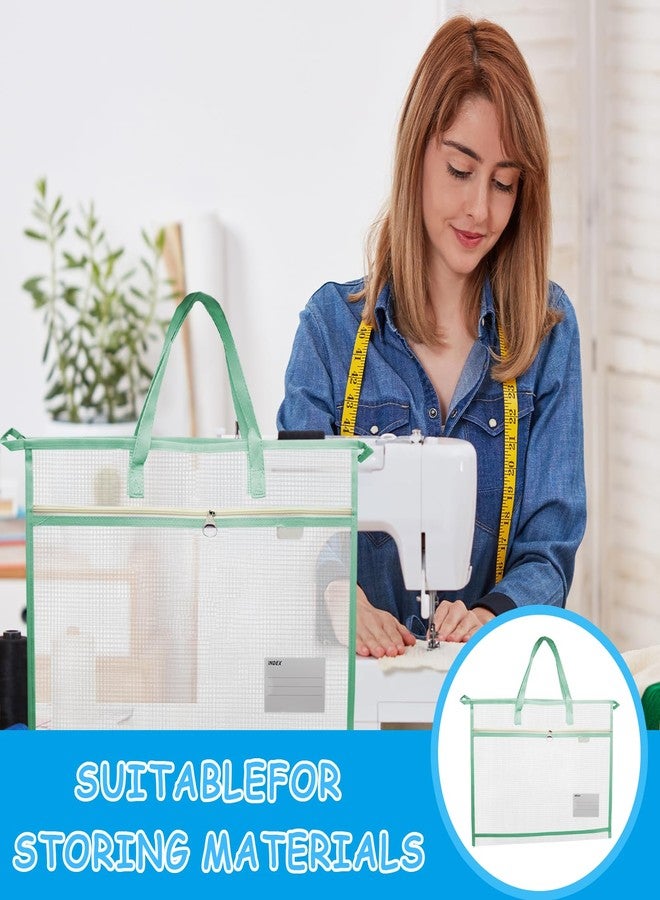 مجموعة TUSAUW من 3 حقائب مشاريع A3 للخياطة والتطريز، حقيبة شبكية شفافة لمشاريع الخياطة مزودة بسحابات ومقابض وجيوب للأعمال الفنية والرسوم البيانية والمواد التعليمية - Image 2