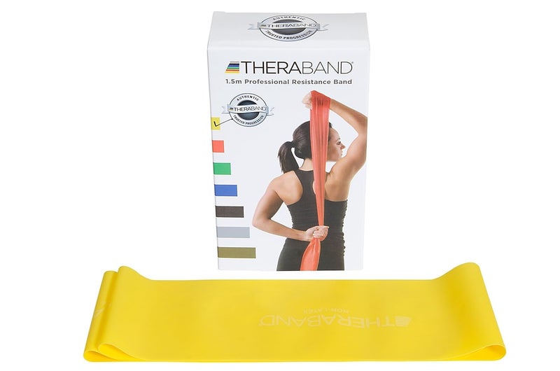 TheraBand Latex-Free Professional Resistance Band Loop Yellow, 4 in x 5 Ft, Extra Heavy Band for Strength Training, Stretching and Physical Therapy - Image 2