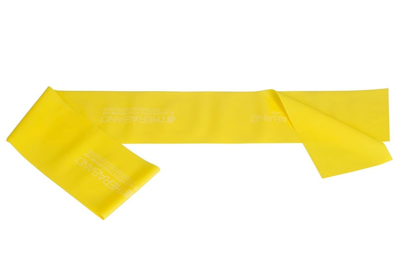 TheraBand Latex-Free Professional Resistance Band Loop Yellow, 4 in x 5 Ft, Extra Heavy Band for Strength Training, Stretching and Physical Therapy - Image 1