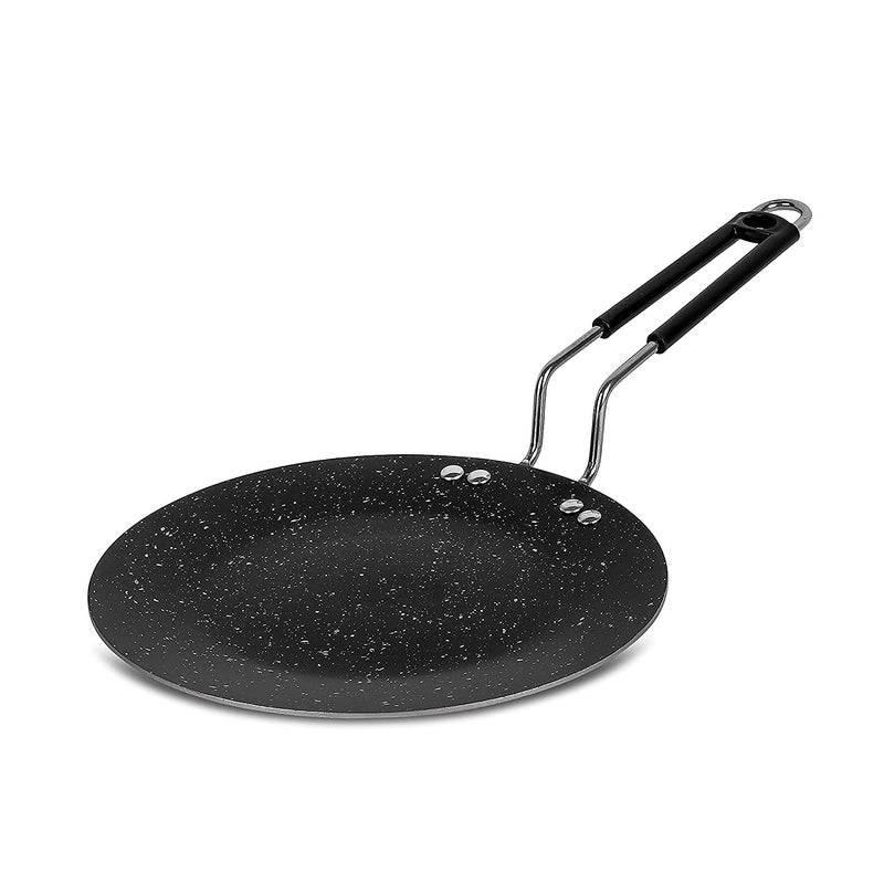 Palomino Aluminum Induction Base Griddle Roti | Chapathi | Chapati | Paratha Tawa with Handle (Black, 25cm, Pack of 1) - Image 1