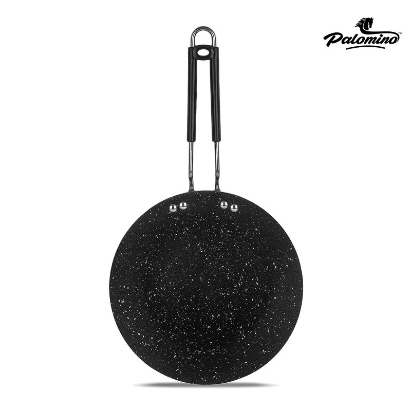Palomino Aluminum Induction Base Griddle Roti | Chapathi | Chapati | Paratha Tawa with Handle (Black, 25cm, Pack of 1) - Image 2
