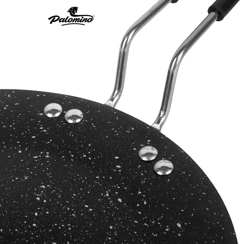 Palomino Aluminum Induction Base Griddle Roti | Chapathi | Chapati | Paratha Tawa with Handle (Black, 25cm, Pack of 1) - Image 4