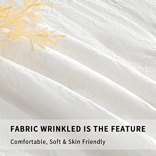 Bonlino Home Bedding Bedspread Set Quilt - Farmhouse Bedspread Summer Coverlet Bed Spreads, Lightweight Quilt Chic Vintage Bedding Ruffle Skirt Bedroom Rustic with 2 Pillow Shams (Queen, White) - Image 3